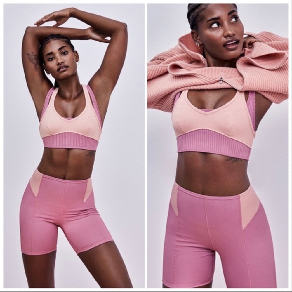 NWT For Love & Lemons Romy Sport Bra Pink Size XXS